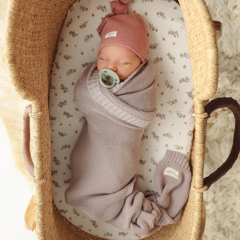 Bleu La La Heritage Knit Organic Swaddle Blanket for Girls - 100% Soft Luxury Cotton Knit Receving Swaddler - Warm Cozy Swaddling Blanket for Newborns Infants & Toddler (0-2Yrs - Dreamy Lilac) - Image 2